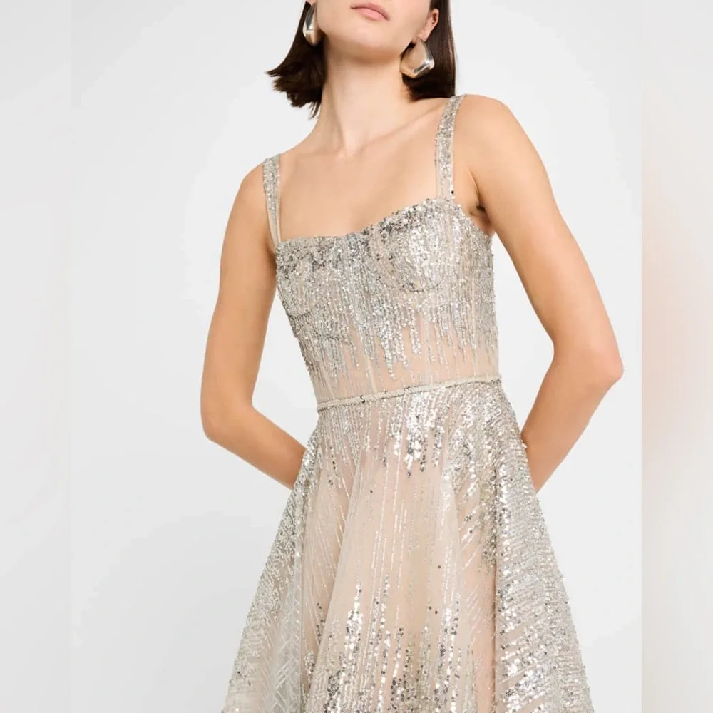 NWOT BRONX AND BANCO MADEMOISELLE SILVER MIDI DRESS - Picture 5 of 17